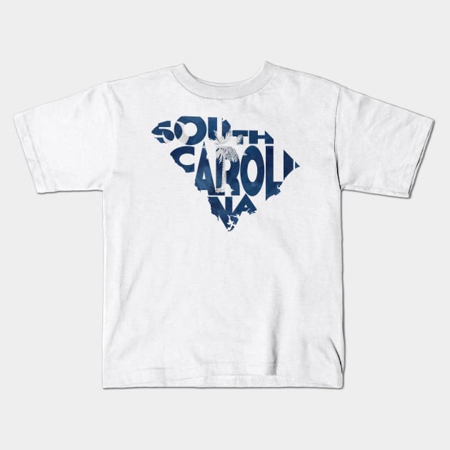 South Carolina Typo Map Kids T-Shirt by inspirowl